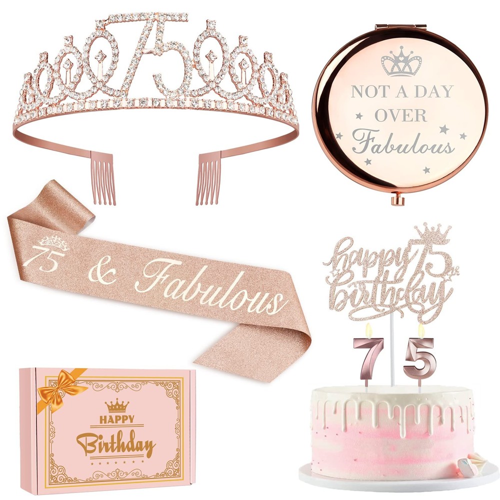 75th Birthday Gifts for Women, Including Not a Day Over Fabulous Compact Mirr...