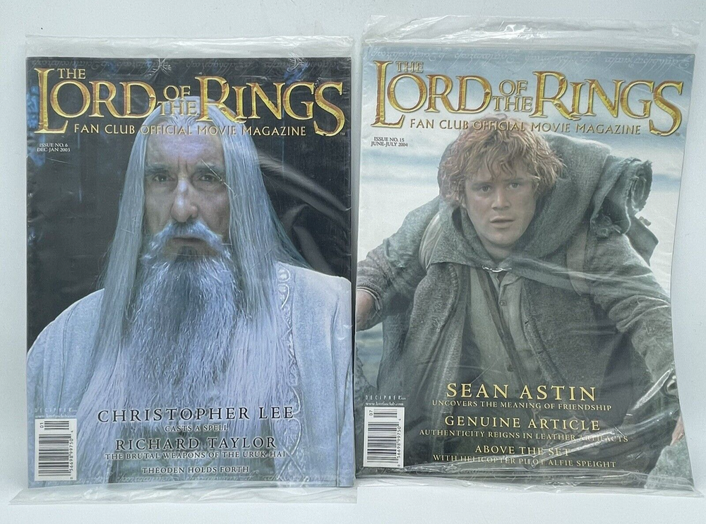Lord of the Rings Fan Club Movie Magazines Christopher Lee Sean Astin Sealed X2