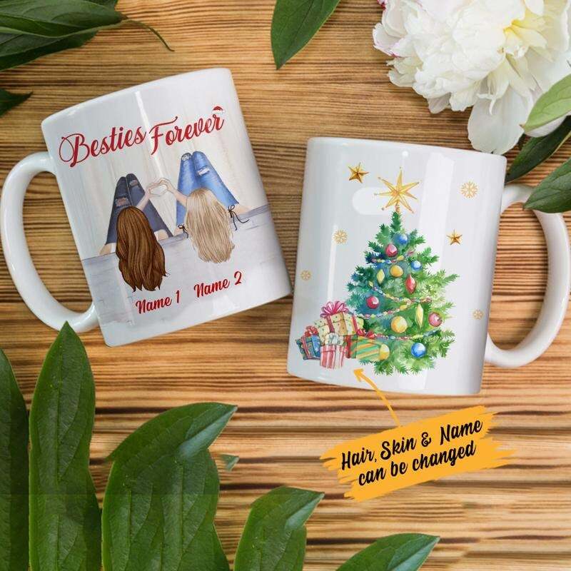 Personalized Friends Forever Besties Christmas Ornament Mug