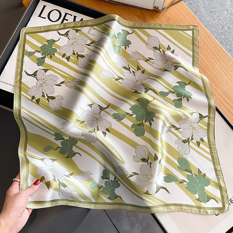 100% Silk 21 Inch Square Scarf for Women as Neckerchief Bandana or Turban Wrap