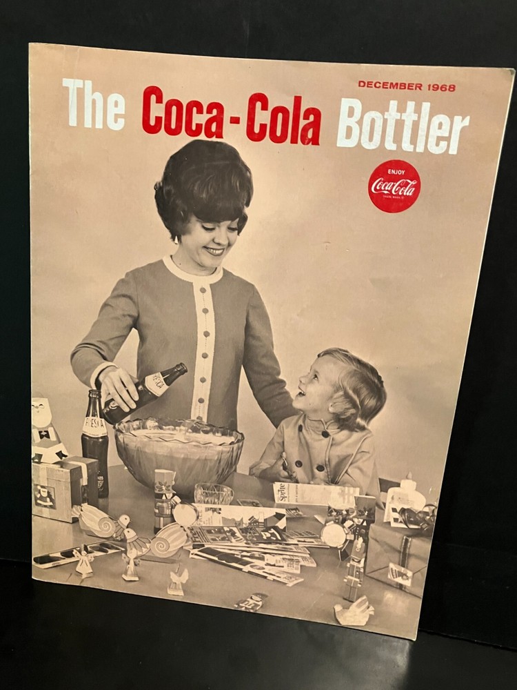 1968 Coca-Cola bottler magazine showing words largest display, bev sec