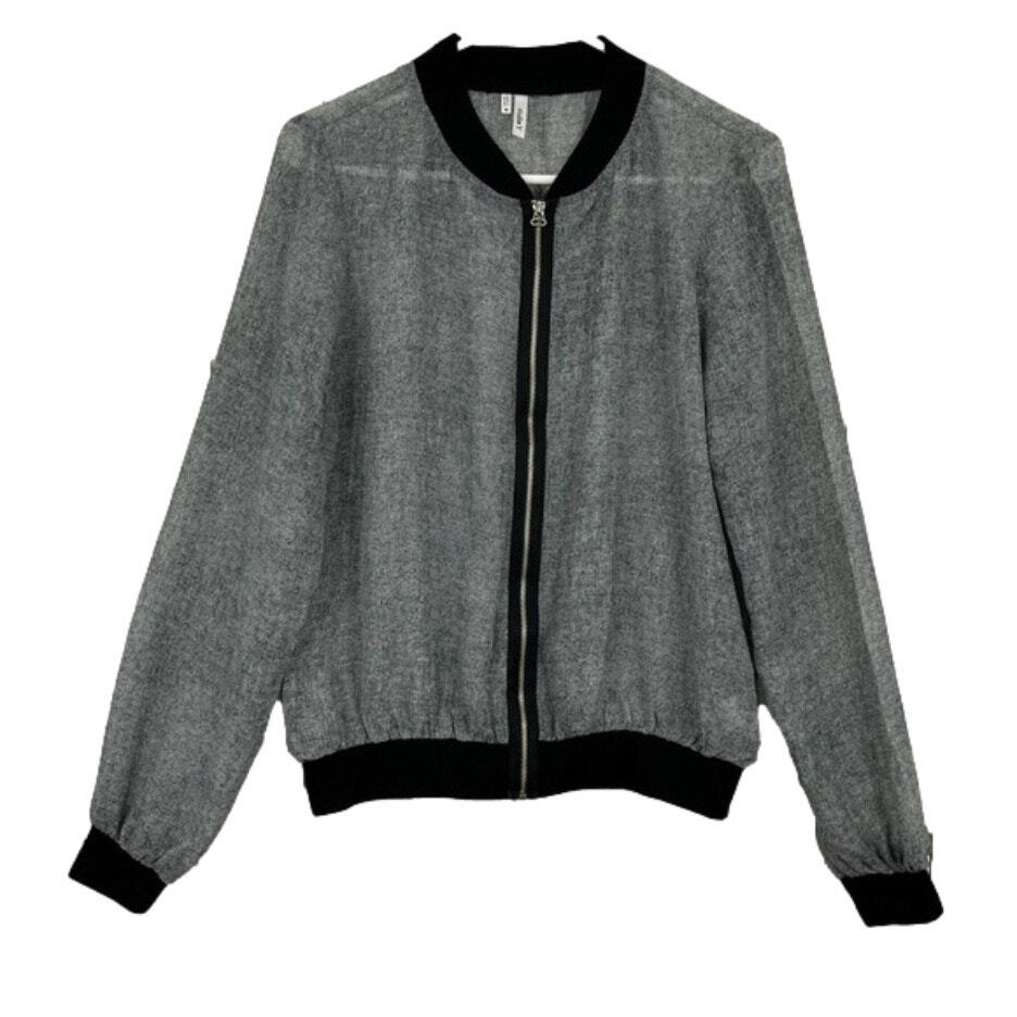Studio Y Sheer Light Weight Zip Up Long Sleeve Sheer Jacket Medium