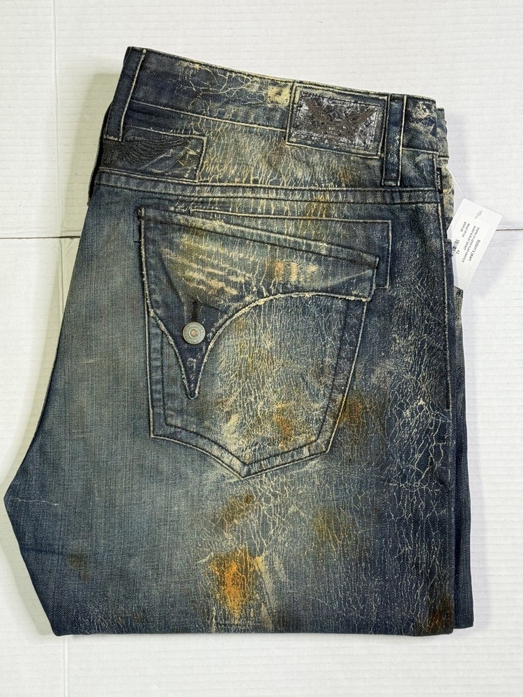 New Men’s Robin’s Jean SZ 42 Style #D5696-LF LONG FLAP Crackle Wash Rust Effect