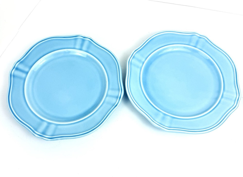 Vintage Threshold Wellsbridge Aqua Salad Plates Set of 2 Scalloped Edge 8.25