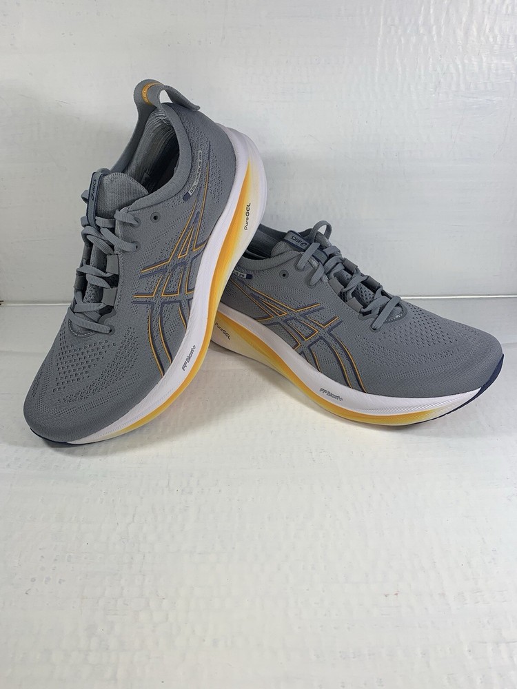 Size 12 - ASICS Gel-Nimbus 26 (Gray/Orange) Men's Running Shoes