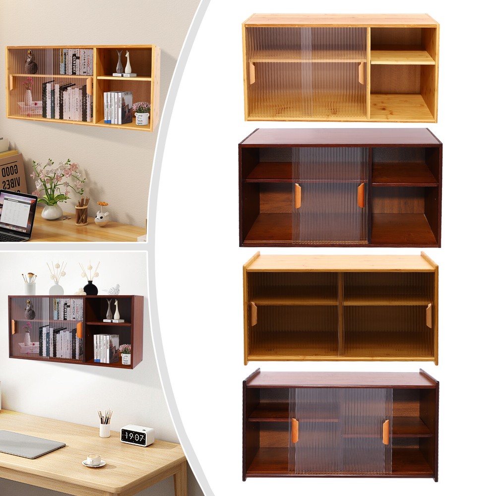 Small Kitchen Pantry Cabinet Wall Sideboard with Glass Doors Cupboard Food Pan