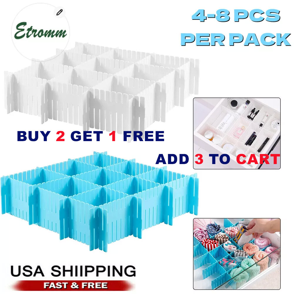 DIY Grid Drawer Dividers Adjustable Sock Underwear Dresser Drawer Organizers NEW