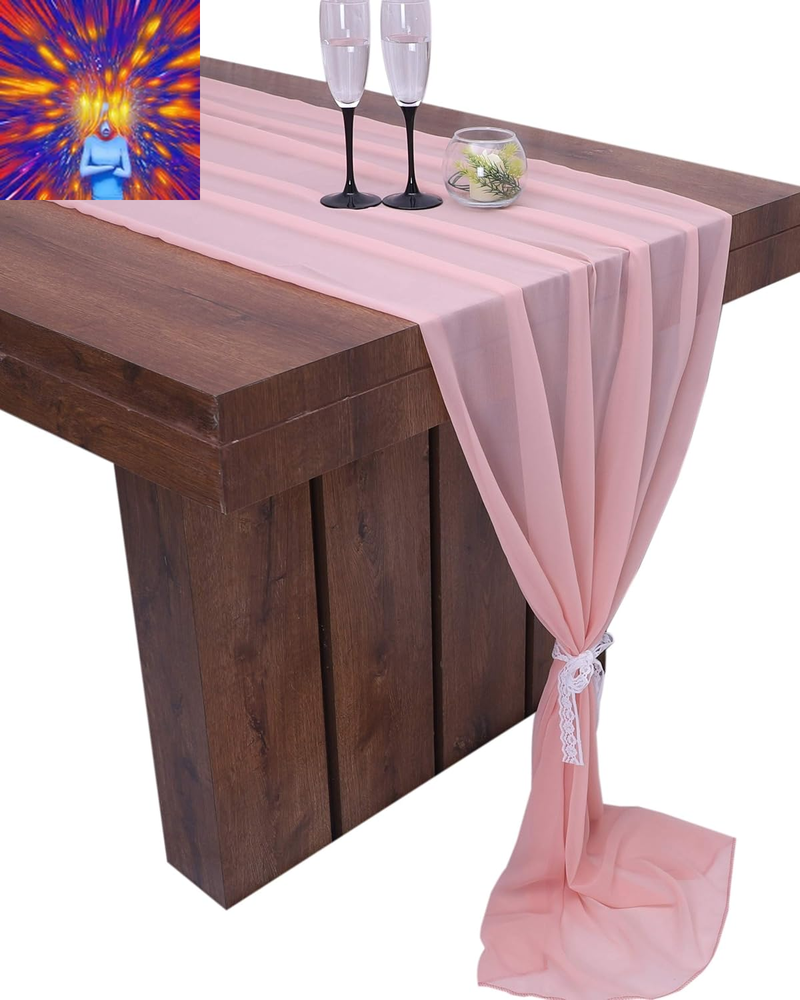 Parfair Desssin 10Ft Chiffon Pink Table Runner Pink Party Decorations Flower Cen