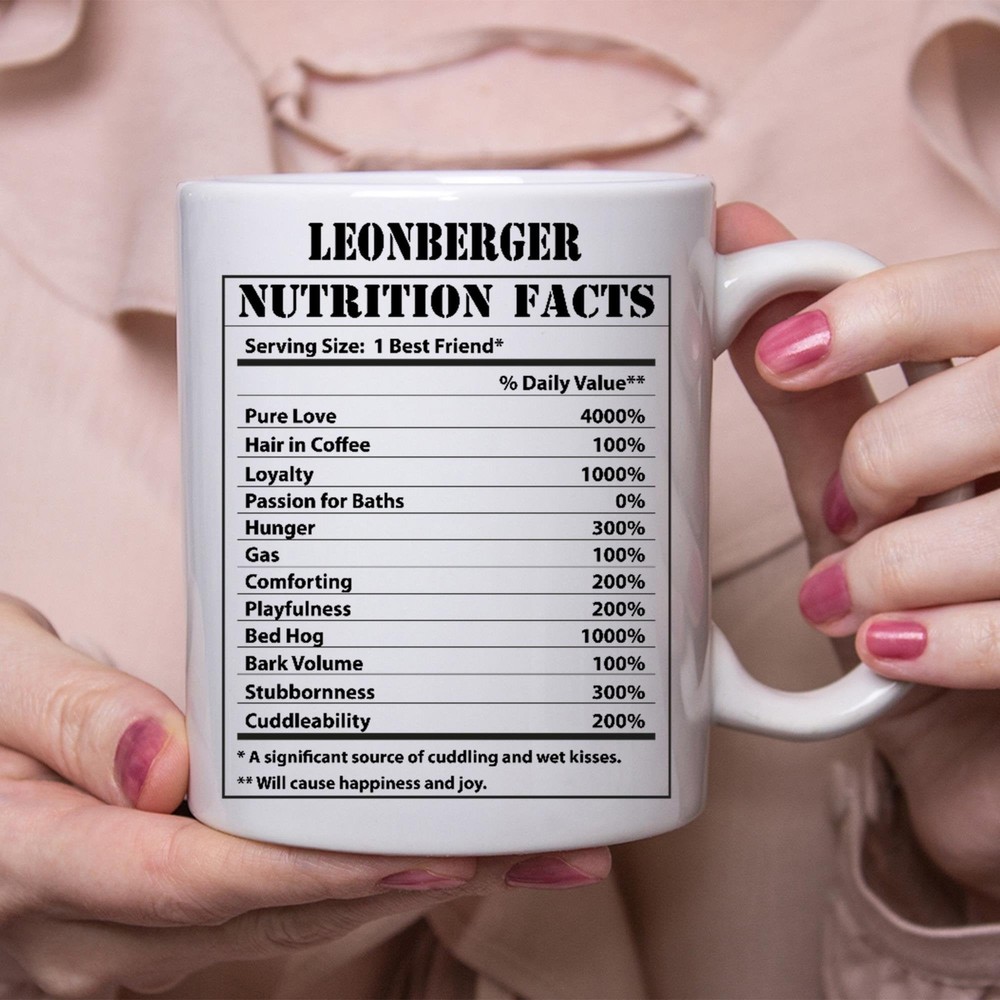 Fun Leonberger Gifts Dog Lover Coffee Mug with Nutritional Facts Design  