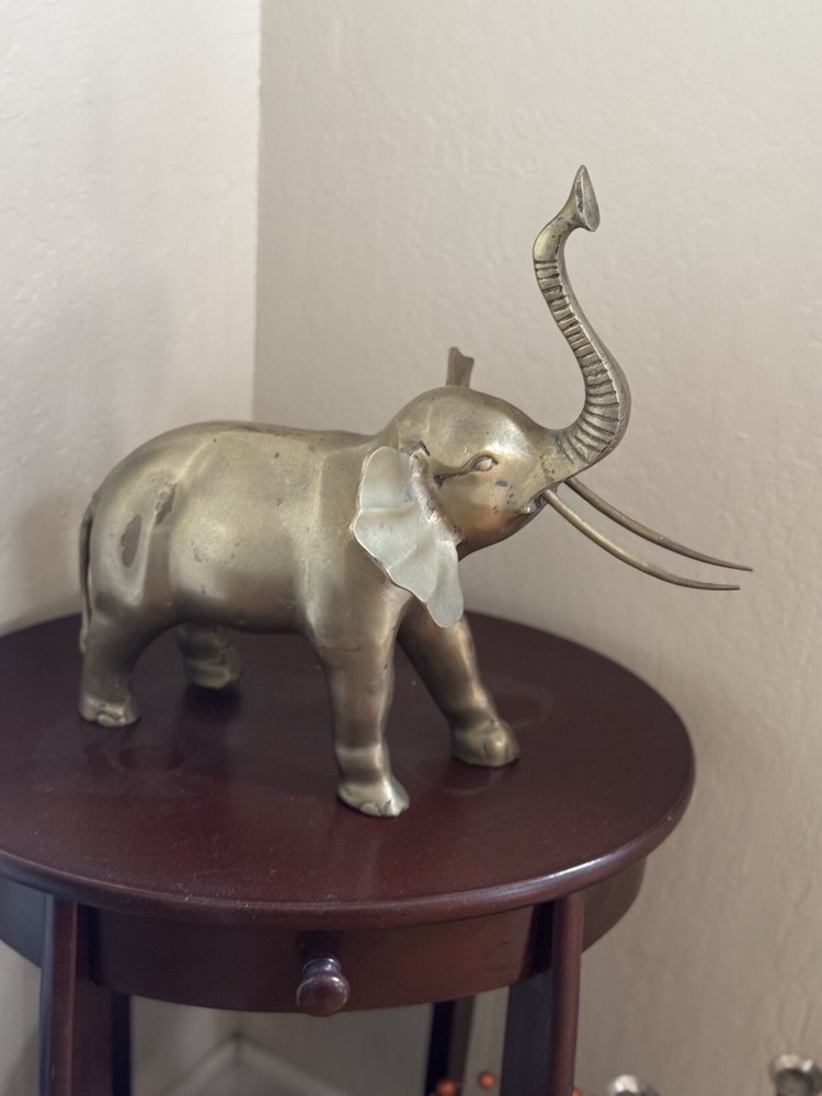 Dhokra Brass Bronze Elephant Figure 2.5” Sculpture Vintage Indian Tribal Art