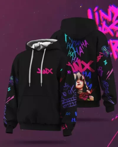 League of Legends Jinx Arcane Vi Powder Hoodie - Soft Polyester Reprint