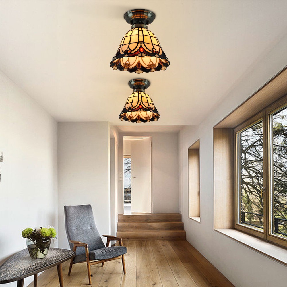 Stained Glass Chandelier Ceiling Hanging Lamp Light Fixtures Tiffany Style NEW