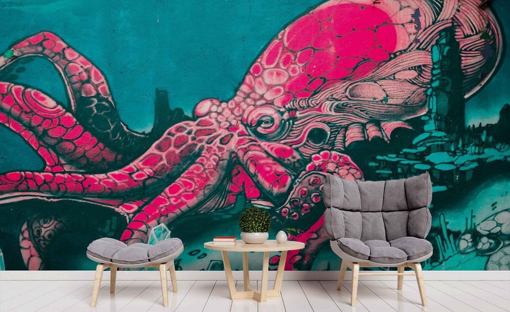 3D Octopus Graffiti Wall Murals Wallpaper Murals Wall Sticker