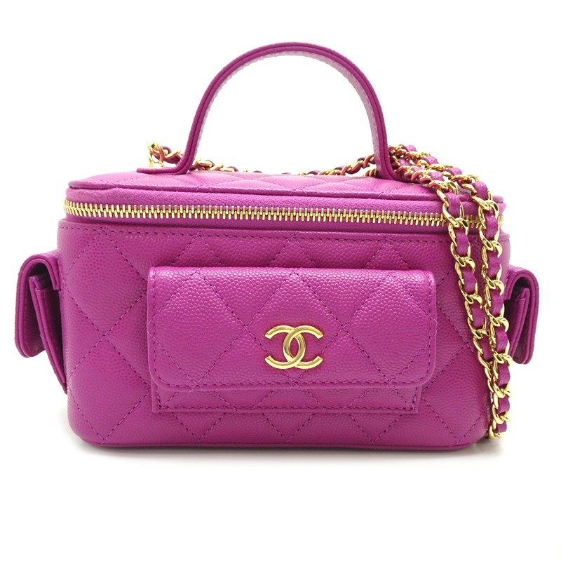 CHANEL Vanity Case AP3017 Shoulder Bag Purple 239331