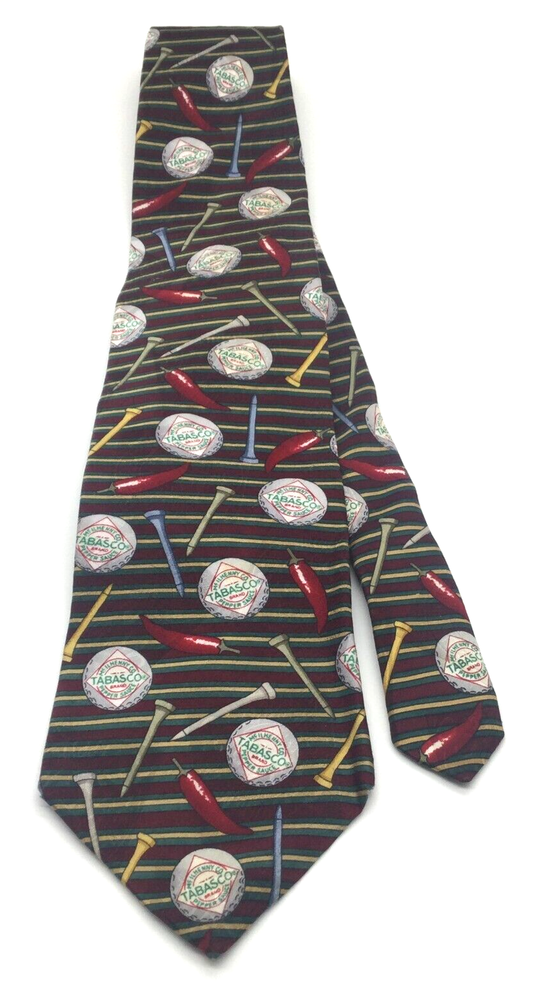 Vintage Art Deco Tabasco Red Peppers Silk Golf Tie 58