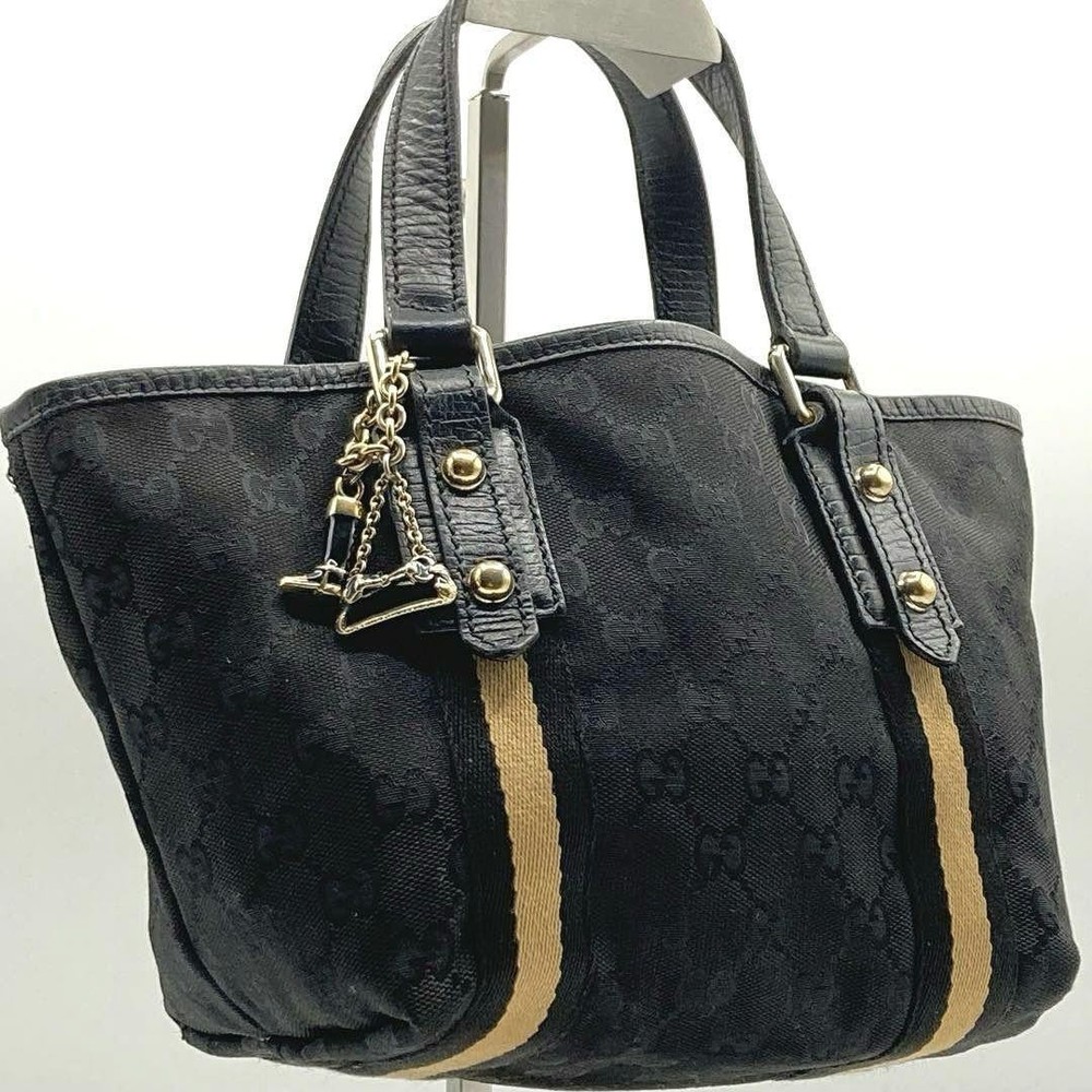 GUCCI Sherry Line Mini Tote Bag in GG Canvas with Leather Charm Detail