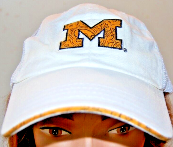 Y2K NWOT  VTG UNIVERSITY MICHIGAN WOLVERINES~WHITE/GOLD ZEPHYR Z SNAP BACK  NCAA