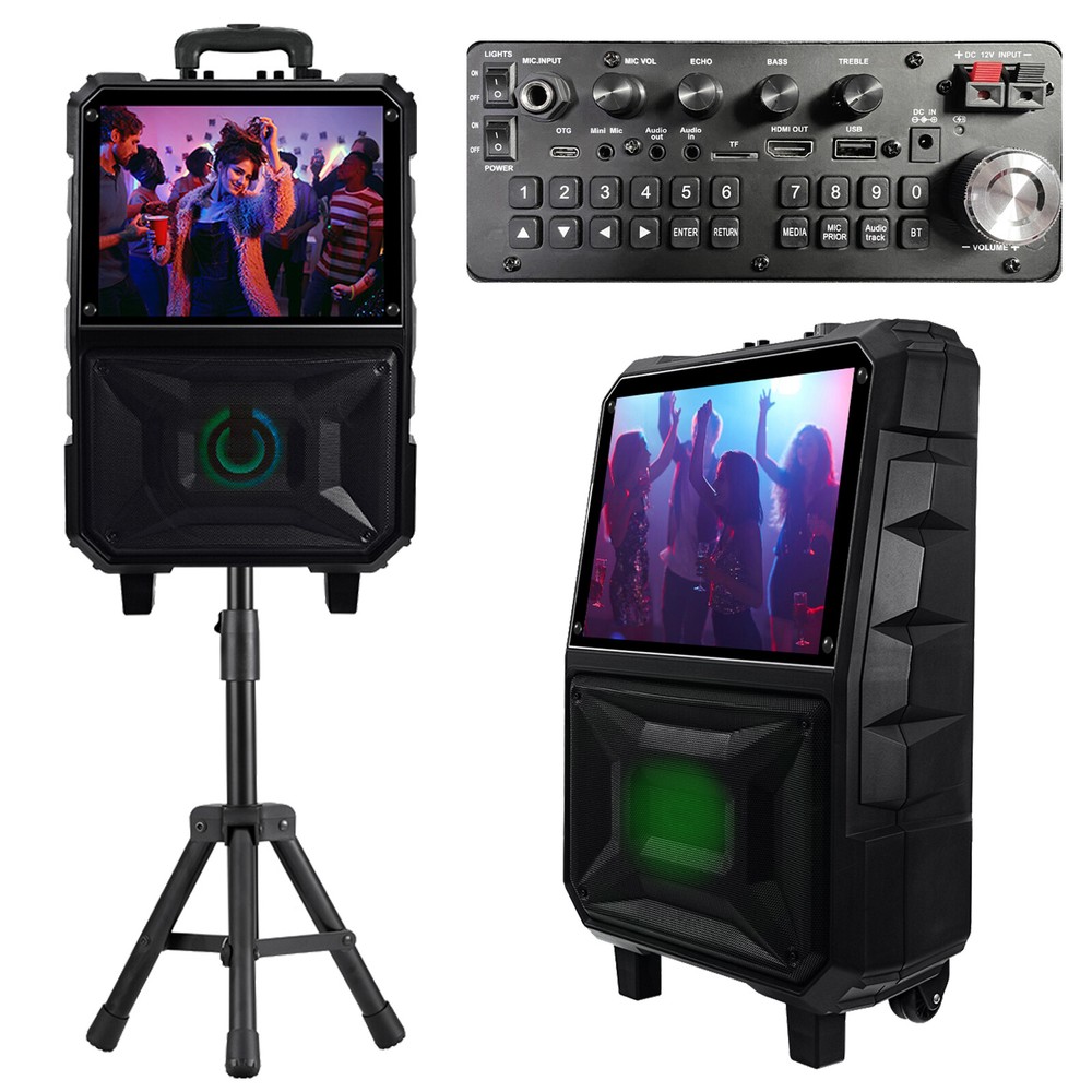 15inch Portable Bluetooth Speaker Systems Karaoke Machine W/ Microphone & Stand