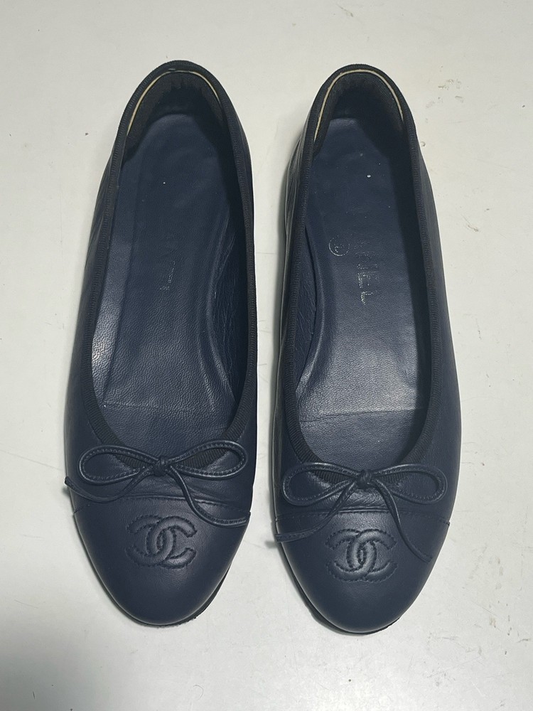 Chanel Dark Blue Jeans navy Ballet Flats Size 36