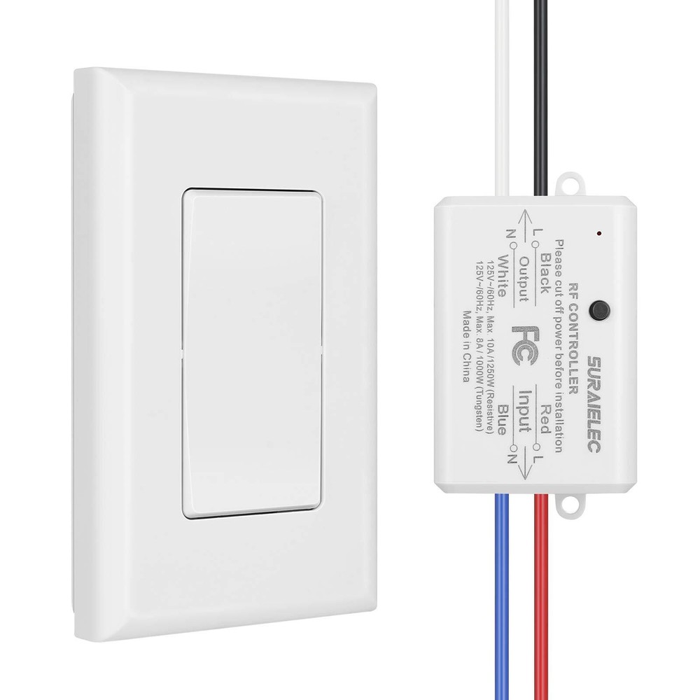 Wireless Remote Light Switch, No Wiring, No WiFi, 100ft RF Range, Pre-Program...