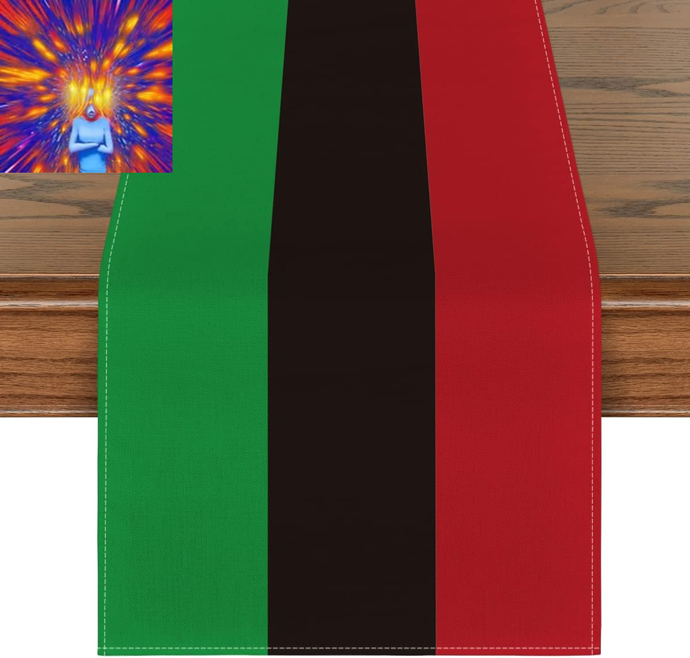 Green Black Red Kwanzaa Table Runner, June 19Th African Freedom Pride Juneteenth