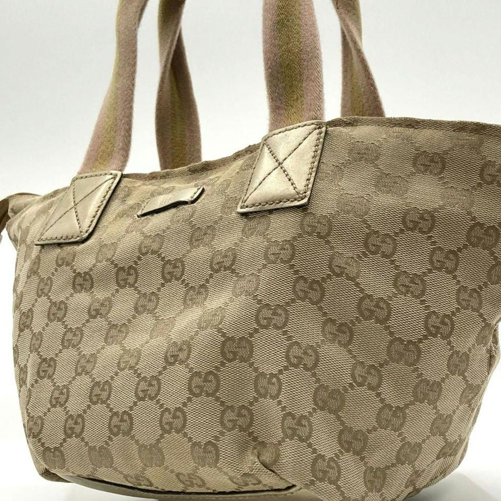 Gucci Sherry Line Canvas and Leather Tote Bag in Gold