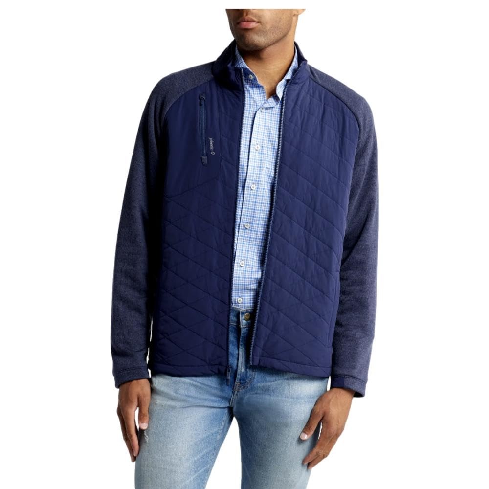 Johnnie-O johnnie-O Mens Weller Lightweight Mixed Media Fleece Jacket, Navy (US,