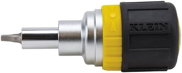 Klein Tools 6-in-1 Multi-Bit Screwdriver with Nut CA Sizes in Yellow and Black