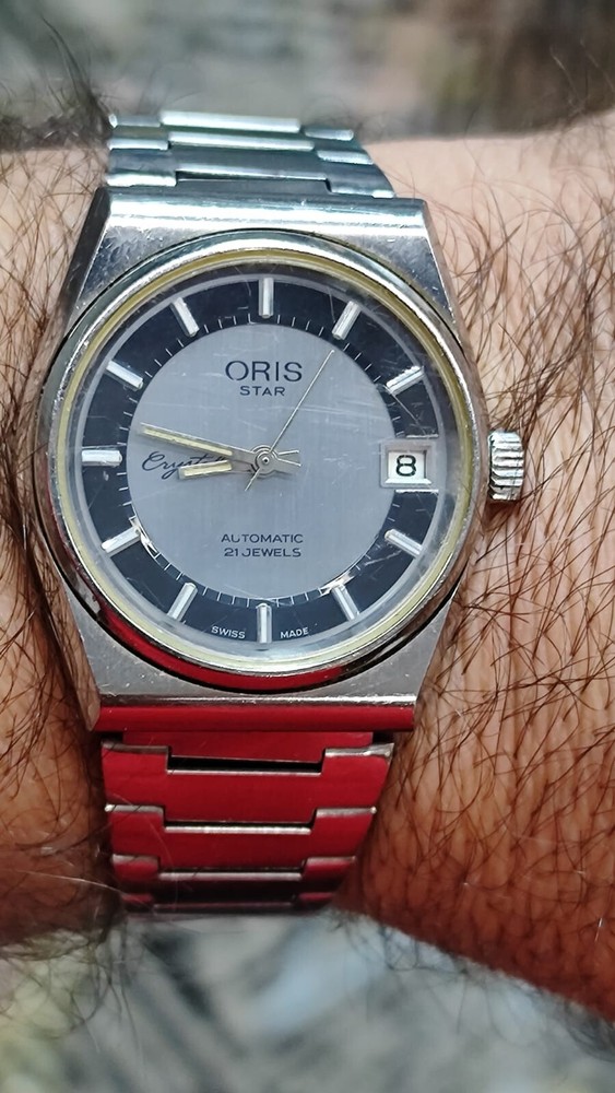 Vintage Oris Star Automatic 21J Swiss Men's Watch 6900 Silver All Original