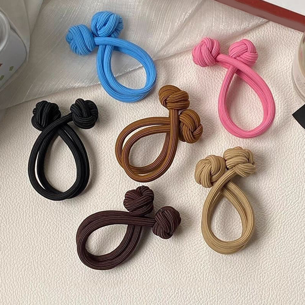 High Elasticity Solid Color Knotted Rubber Bands for Durable Ponytails