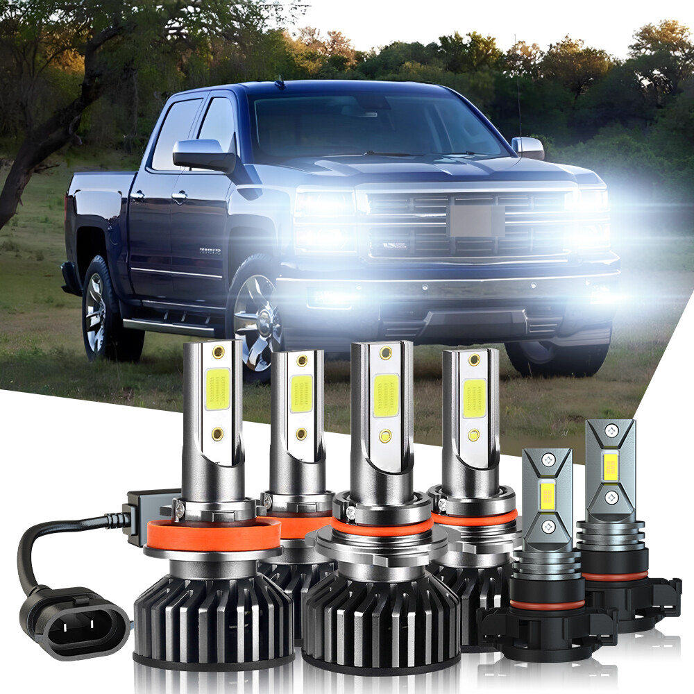 For Chevy Silverado 1500 2500HD 2007 2008-2015 LED Headlight Bulbs Fog Light A