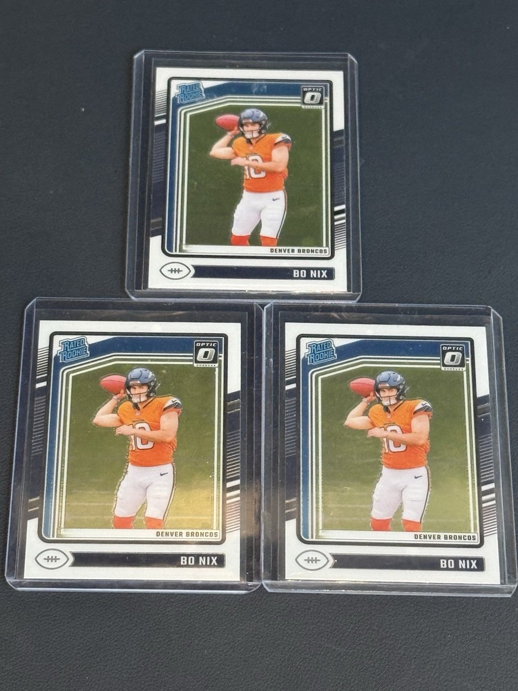 Bo Nix 2024 Donruss Optic Base Rookie Card Lot - Three (3) Cards #209