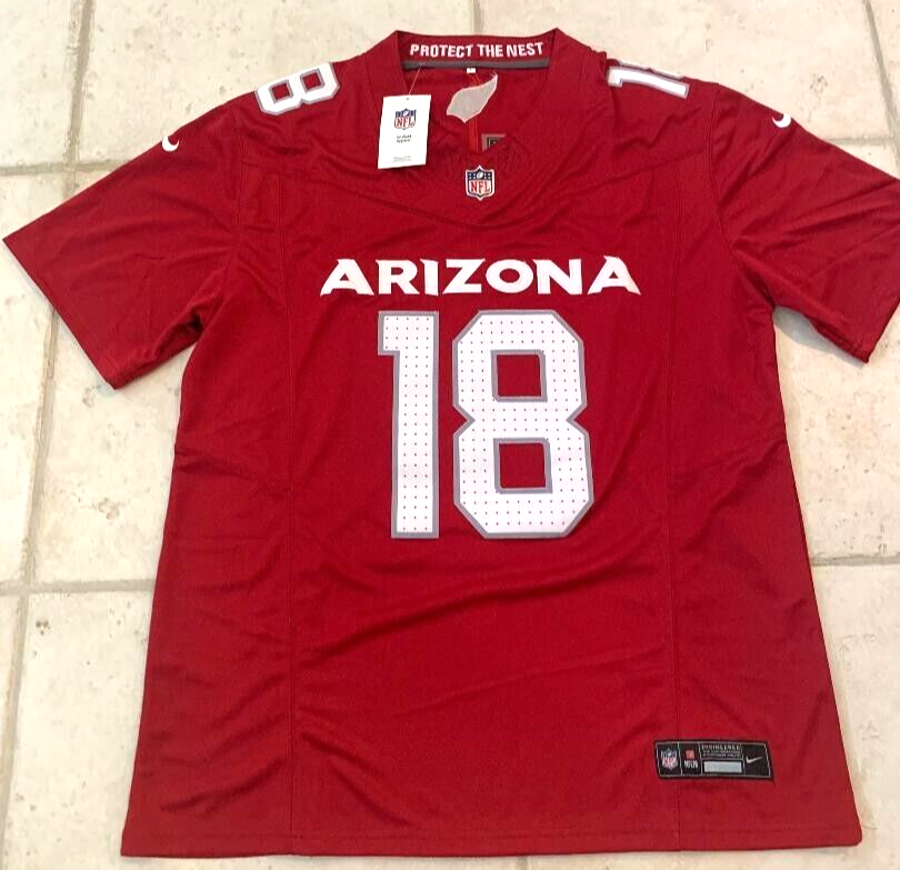 Marvin Harrison Jr Arizona Cardinals #18 Red NFL Game Jersey Mens Size L New