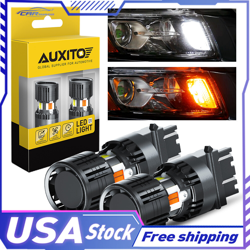 WHITE AMBER Color Dual Switchback 3157 LED Turn Signal Lights Anti Hyper Flash