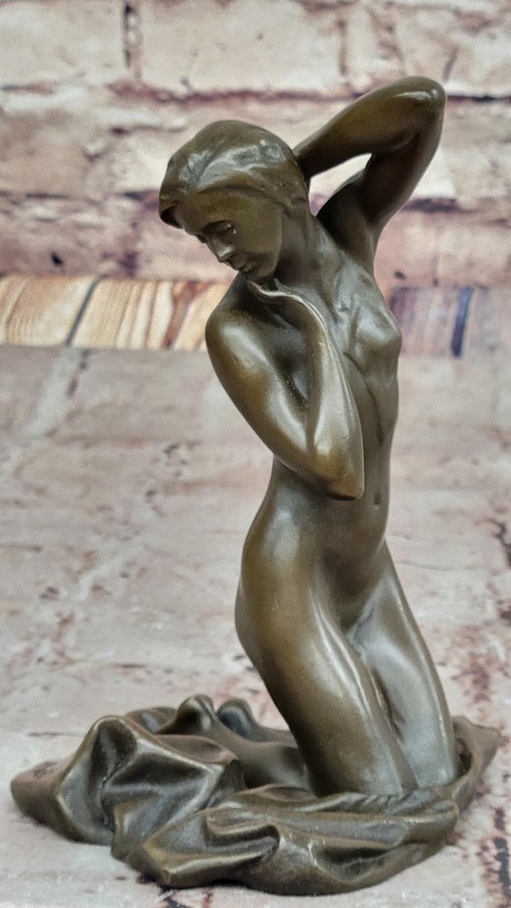 Art Deco Naked Woman Bronze Statue Handcrafted Sculpture by Mavchi
