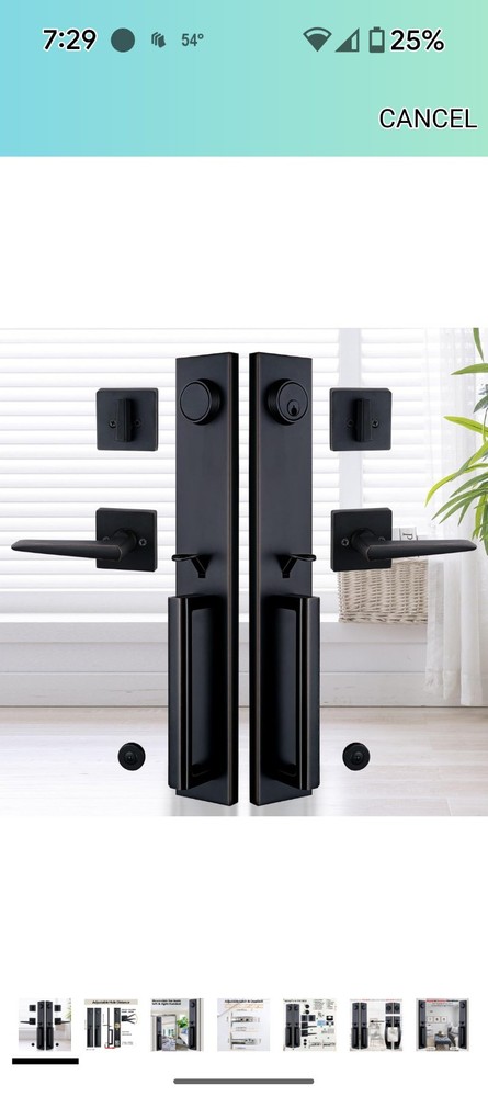 NEWBANG NB_Hardware Double Front Door Handle Set with Entrance Lock System