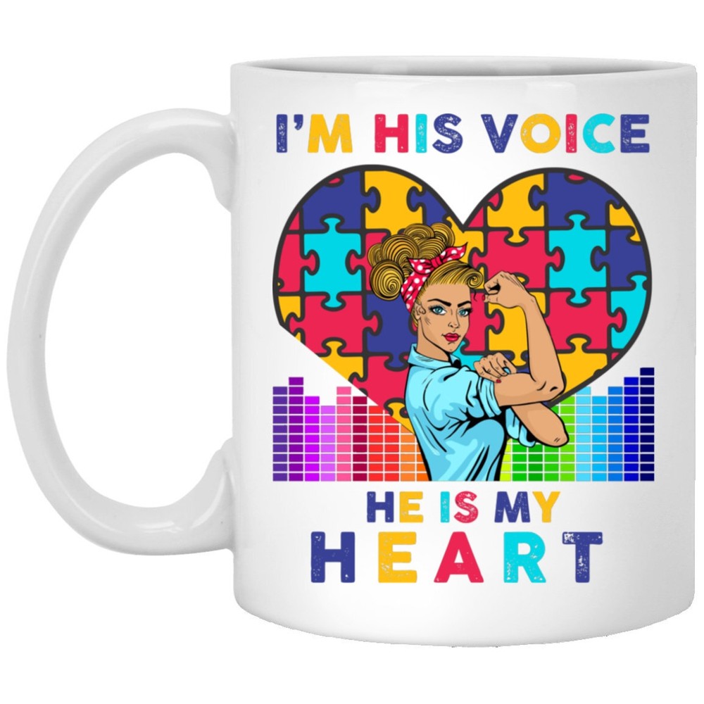 His Voice My Heart Coffee Mug - Heartfelt White Ceramic Gift Mug