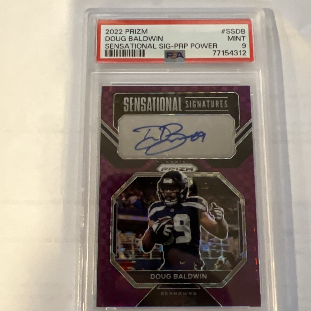 Doug Baldwin 2022 Panini Prizm Sensation Signatures Purple Power Auto /49 PSA 9