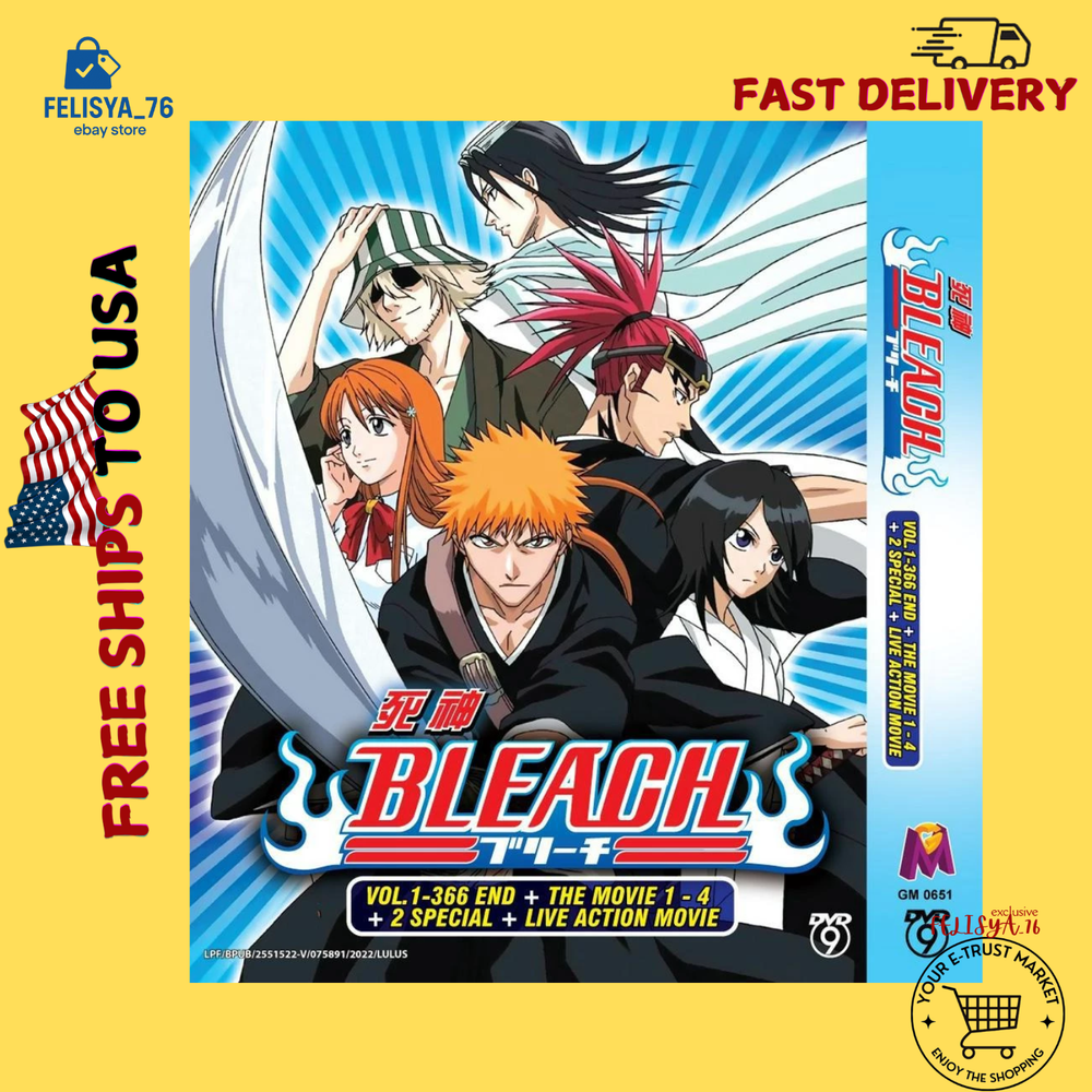 DVD Anime Bleach Complete(Vol.1-366END+4Movies+2SP) English Dub FREE US Shipping