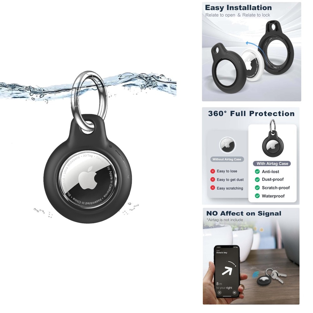 Upgrade Waterproof Airtag Keychain Holder with Hard PC Case for Apple AirTags