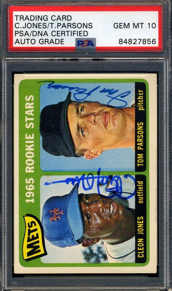 Cleon Jones Tom Parsons Gem Mint 10 PSA DNA Signed 1965 Topps Rookie Autograph