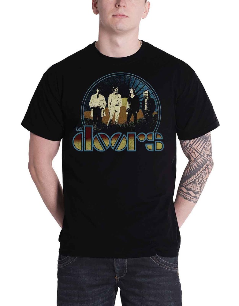 Vintage Doors Band Logo T-Shirt Official Jim Morrison Mens Black Tee