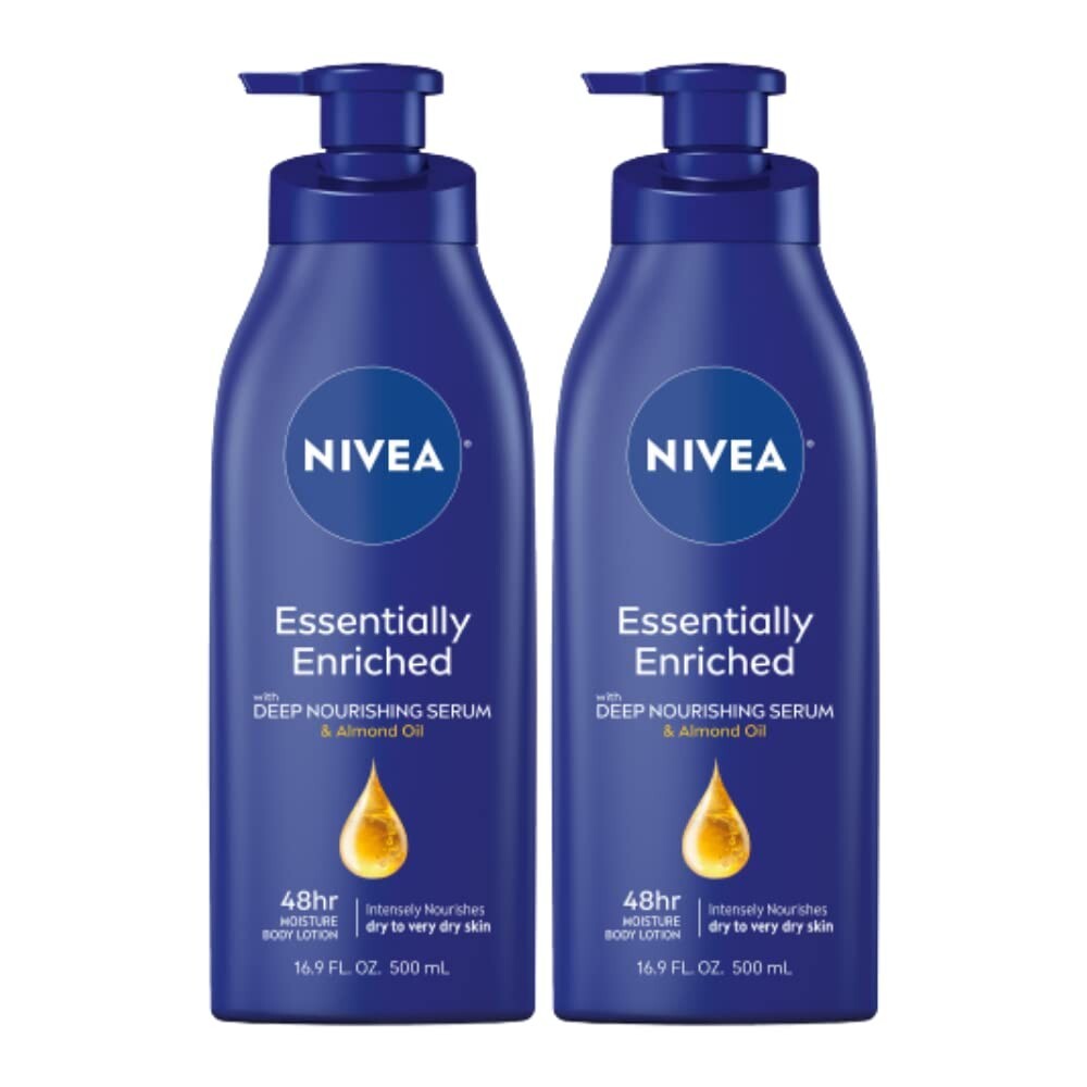 NIVEA Essentially Enriched Dry Skin Body Lotion, Pack of 2, 16.9 Fl Oz Pump