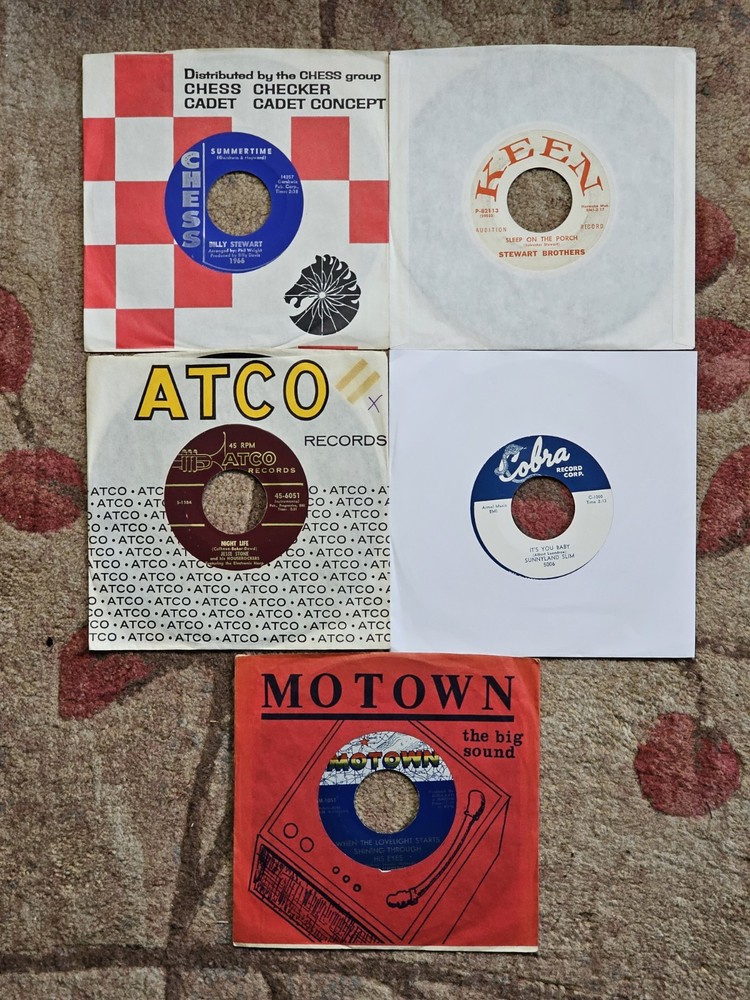 Lot 5 R&B 45's Billy Stewart, Stewart Bros, Jesse Stone Sunnyland Slim, Supremes