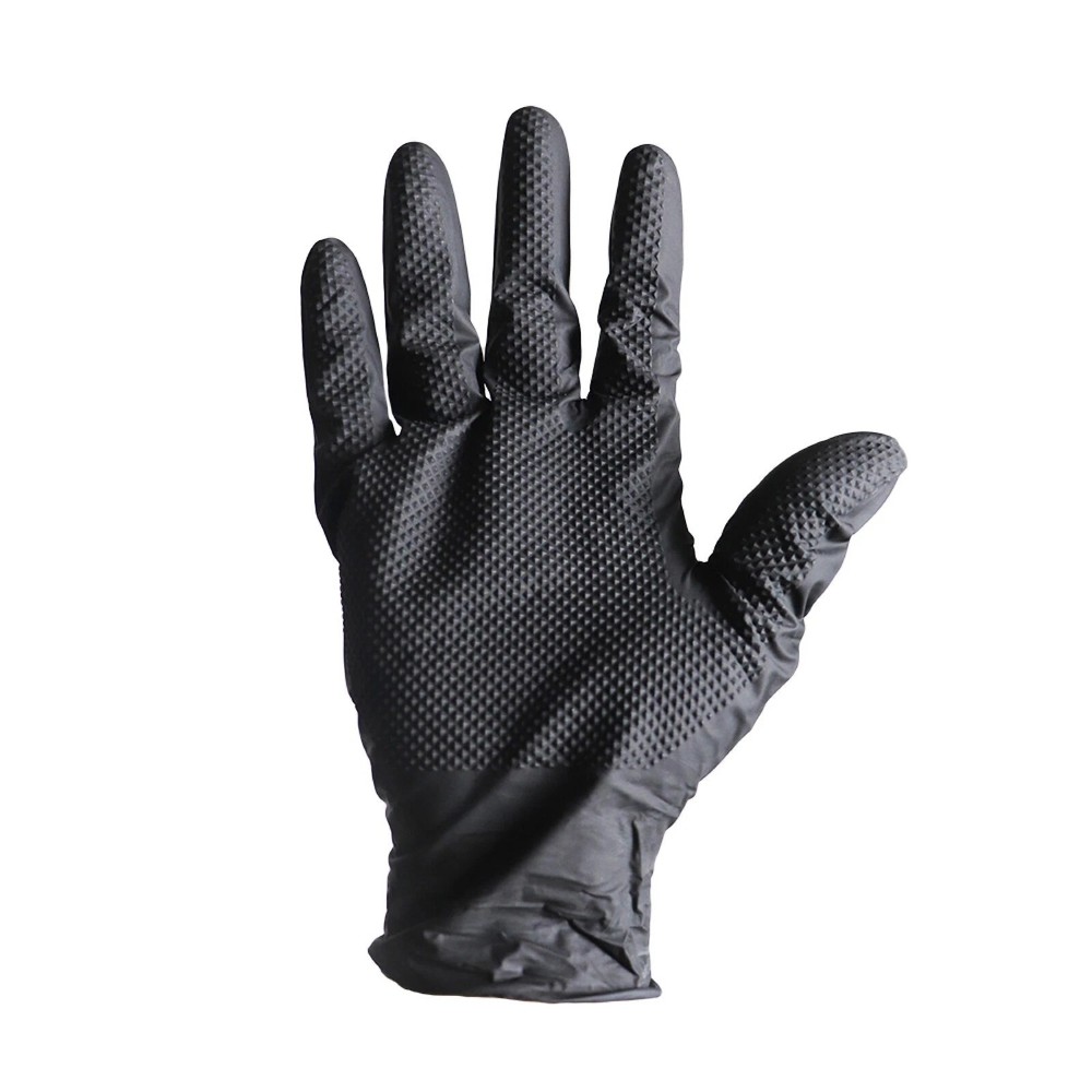 24000 Pcs Black Industrial Nitrile Gloves with Diamond Texture 8 Mil