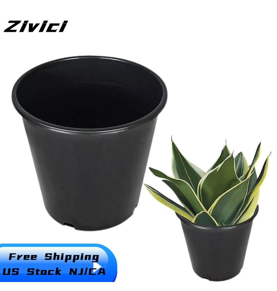 Premium 2 Gallon Plastic Plant Flower Pot Nursery Garden Containers 10 Pack