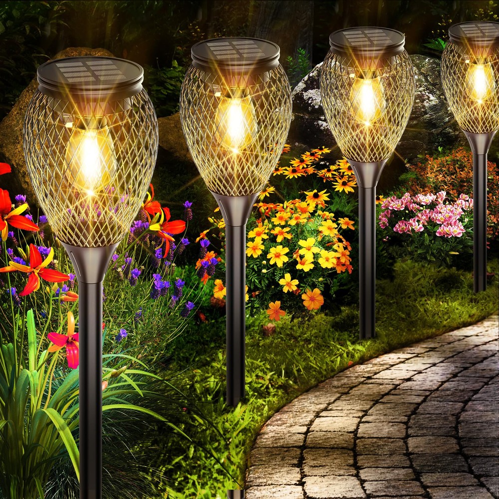 4 Pack Solar Pathway Lights Outdoor IP65 Waterproof Auto On/Off