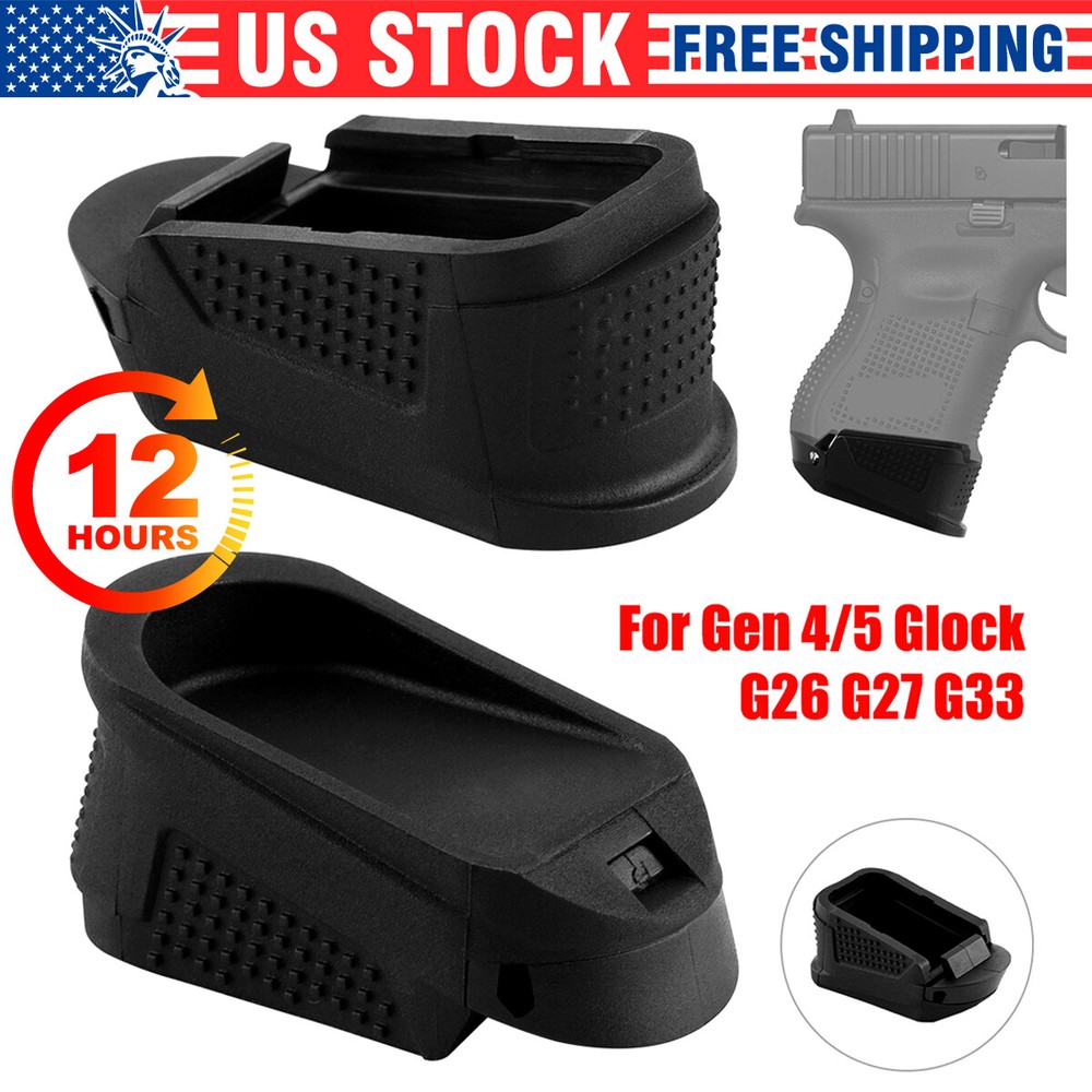 2x Extended Grip Plate Magazine Pad for Glock G26 G27 G33 Gen4 Gen5 +1 +2 RD
