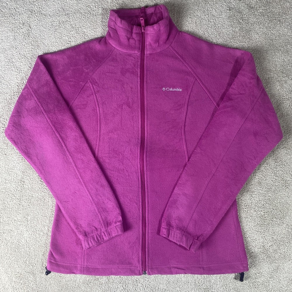 Chaqueta de invierno Columbia polar para mujer rosa mediana cremallera completa aislamiento térmico