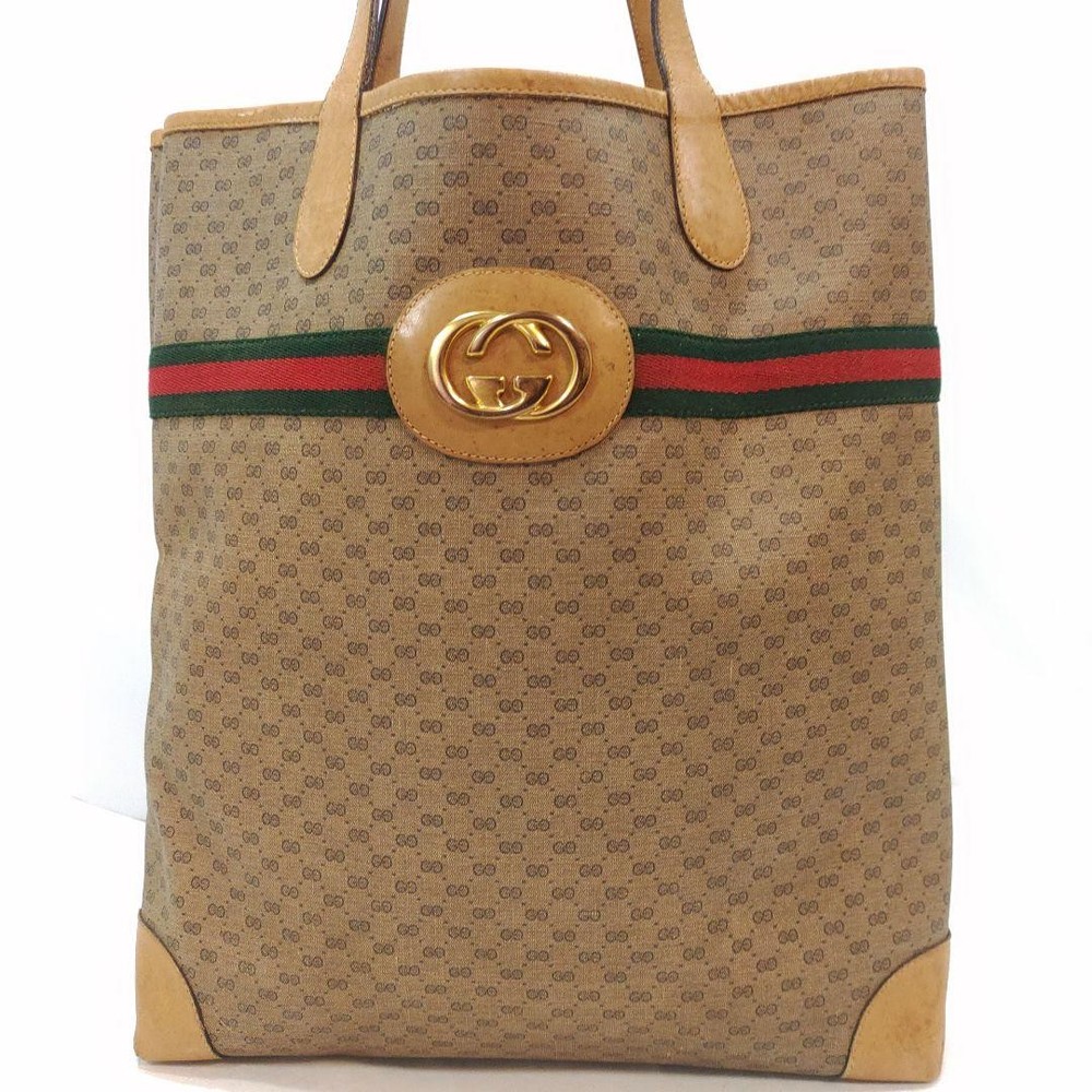 Gucci GG Monogram PVC Leather Tote Bag with Shoulder Strap A4 Size
